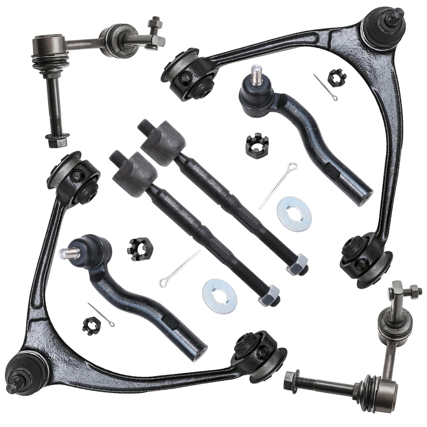 Detroit Axle - 8pc Front End Kit for 02-10 Lexus SC430, 2 Upper Control Arms 4 Tie Rod Ends 2 Sway Bars 2002 2003 2004 2005 2006