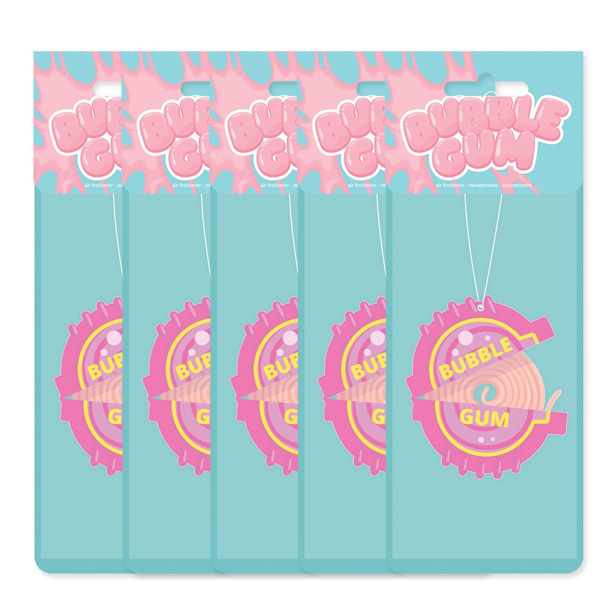 Bubble Gum Air Freshener, Scented Car, Home, and Office Fragrance (Pack of 5) Individually Wrapped, Stay Fresh & Sweet!
