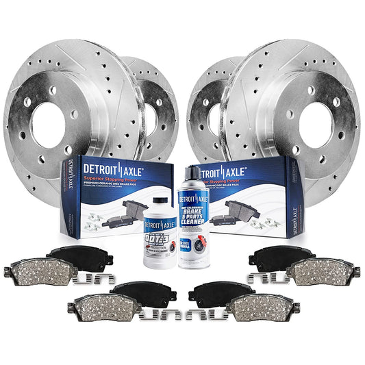 Detroit Axle - Brake Kit for Silverado Sierra Avalanche Suburban Yukon XL 1500 Tahoe Escalade ESV EXT Drilled and Slotted Brake